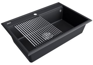 Комплект Paulmark: мойка Stepia 80 и ролл-мат Step PM117551-WH+R375-BS белый/брашированная нержавеющая сталь